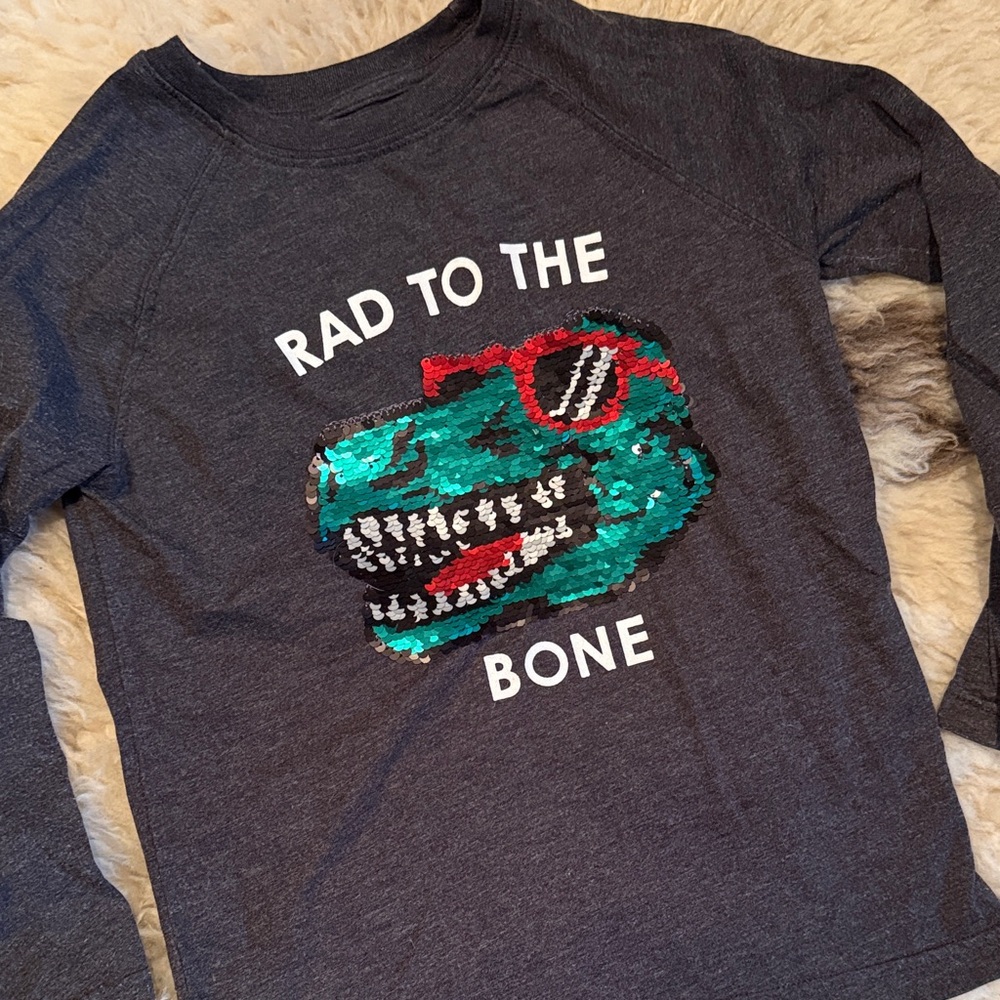 Gray Dinosaur Graphic long sleeve shirt